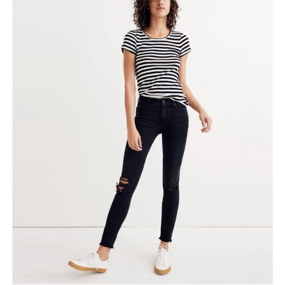 Madewell 9" Mid Rise Skinny Jeans Black Denim Sz 28 H2230